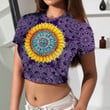 Mandala Sun Flower Hippe Crop Top