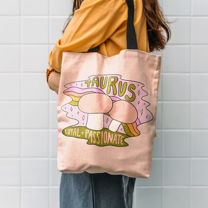 Taurus Mushroom Hippie Accessories Tote Bag