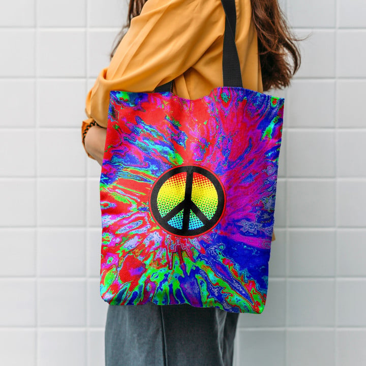 Psychedelic Hippie Green Hippie Accessories Tote Bag