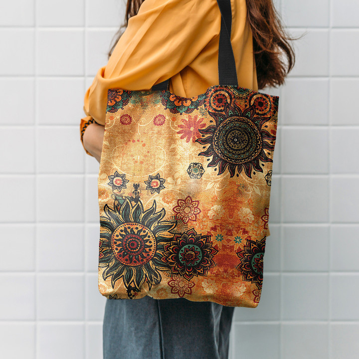 Sun Flower Vintage Hippie Accessories Tote Bag