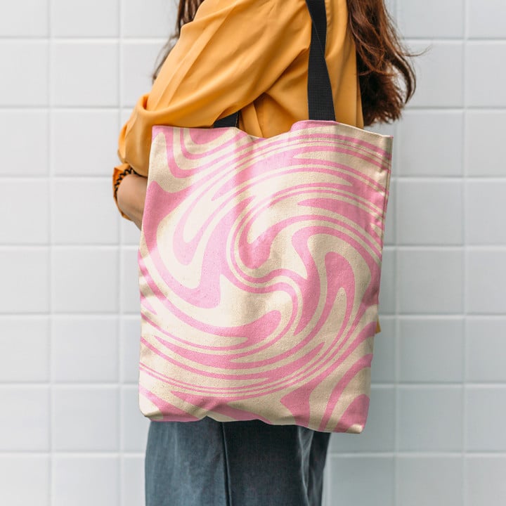 70s Retro Swirl Pink Color Hippie Accessories Tote Bag