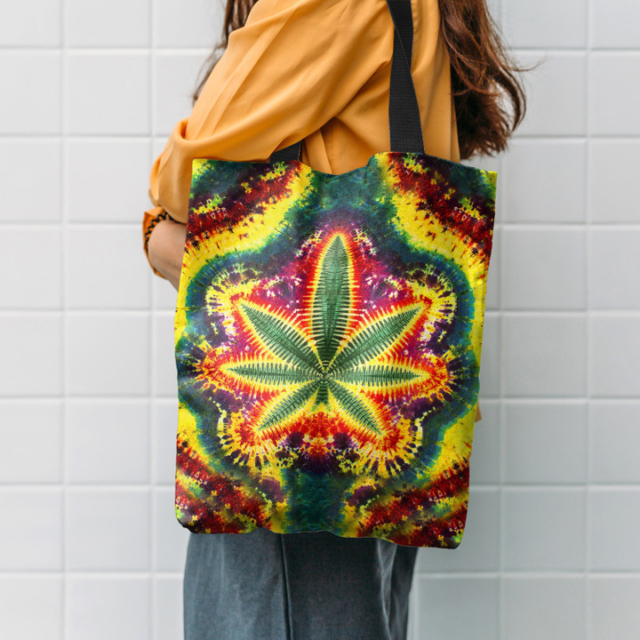 Leaves Hippie Ty dye Pattern Hippie Accessories Tote Bag