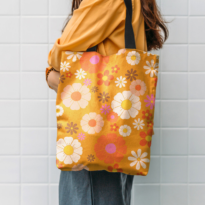 Groovy Mod 60's Flower Power Hippie Accessories Tote Bag