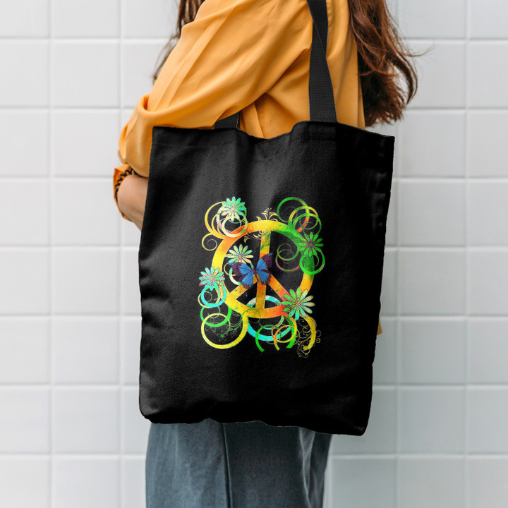 Hippie Flower And Bufterfly Hippie Accessories Tote Bag