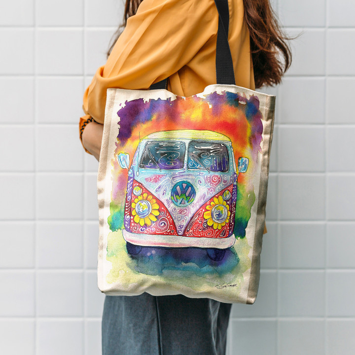 Hippy Bus Ty Dye Hippie Accessories Tote Bag