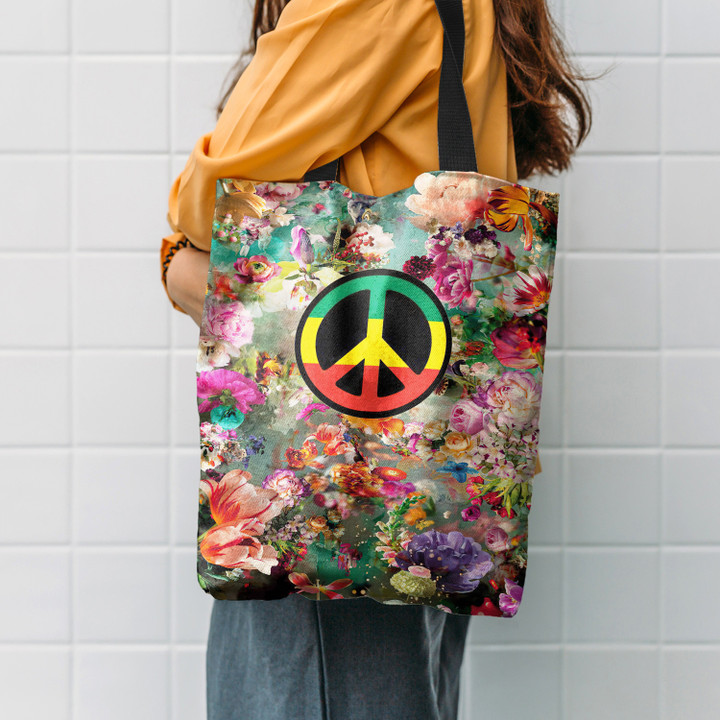 Hippie Flower Pattern Hippie Accessories Tote Bag