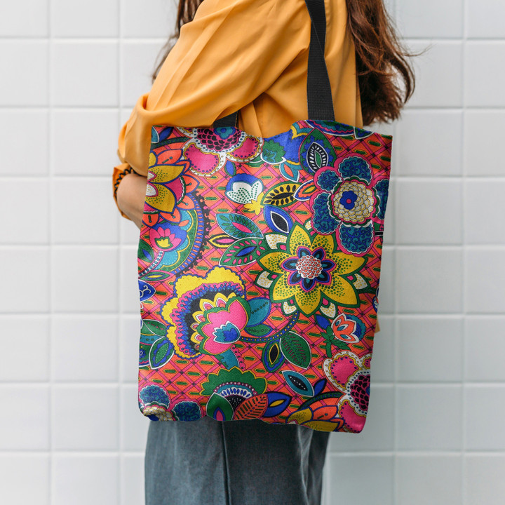 Hippie Flower Pattern Color Hippie Accessories Tote Bag