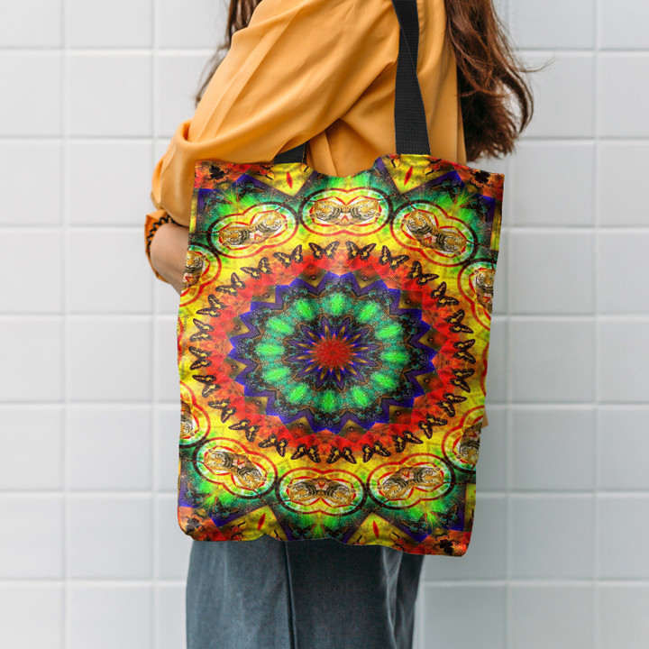 Trippy Hippie Mandala Bufterfly Hippie Accessories Tote Bag