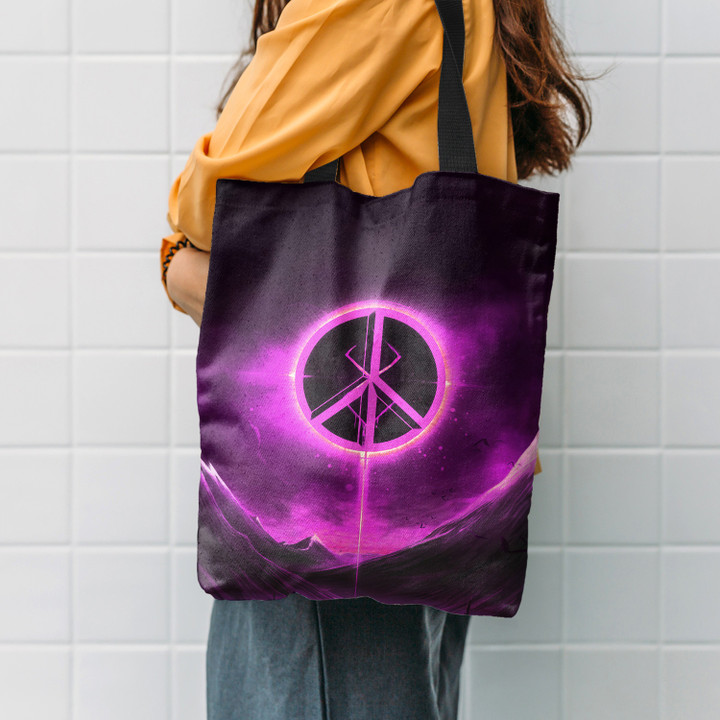 Purple Hippie Love Peace Hippie Accessories Tote Bag