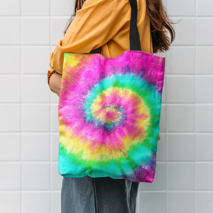 Colorful Tie Dye Spiral Hippie Accessories Tote Bag