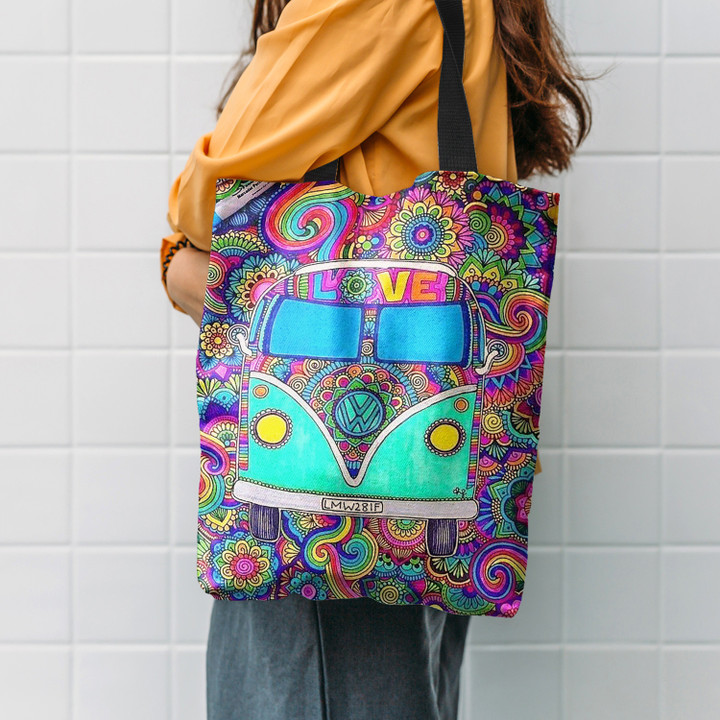 Hippie Car Love Mandala Hippie Accessories Tote Bag