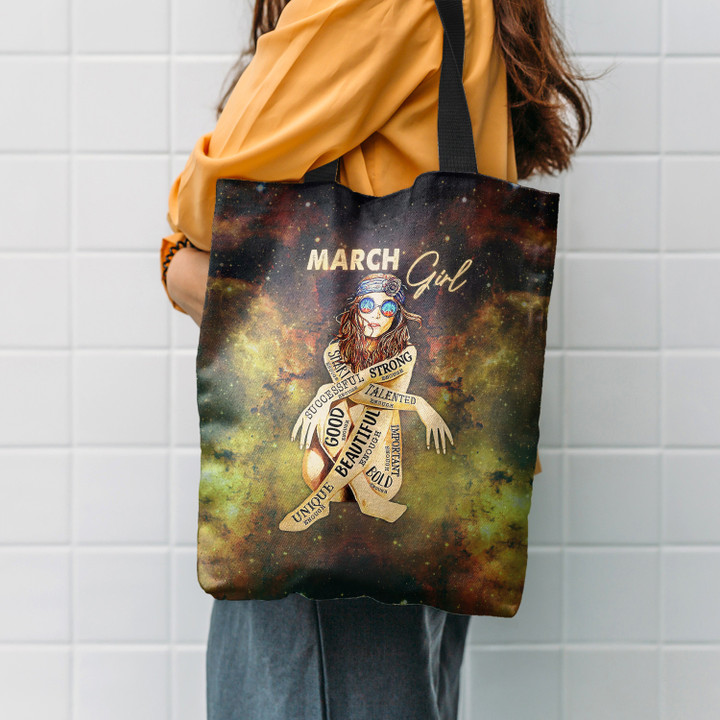 March Girl Hippe Beautiful Peace Love Hippie Accessories Tote Bag