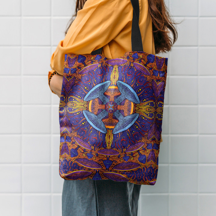 Hippie Mushroom Pattern Hippie Accessories Tote Bag