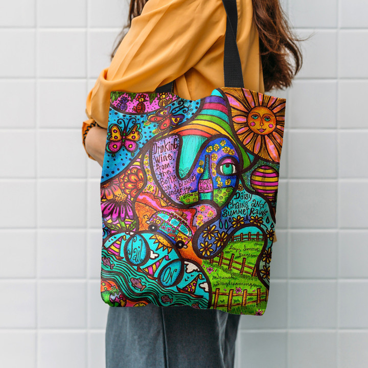Hippie Art Sun Flower Hippie Accessories Tote Bag