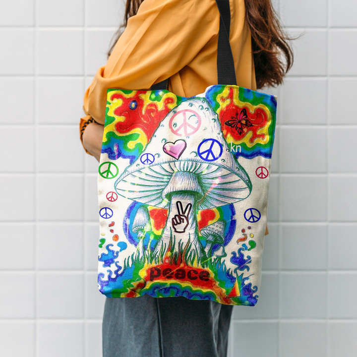 Mushroom Hippie Peace Hippie Accessories Tote Bag