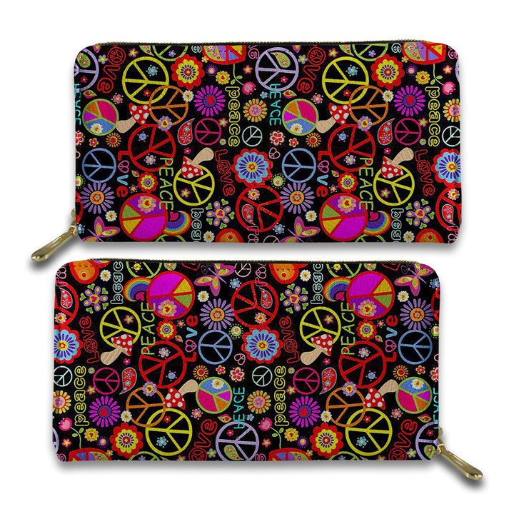 Funny Seamless Wallpaper with Colorful Hippie Hippie Accessorie Woman Purse