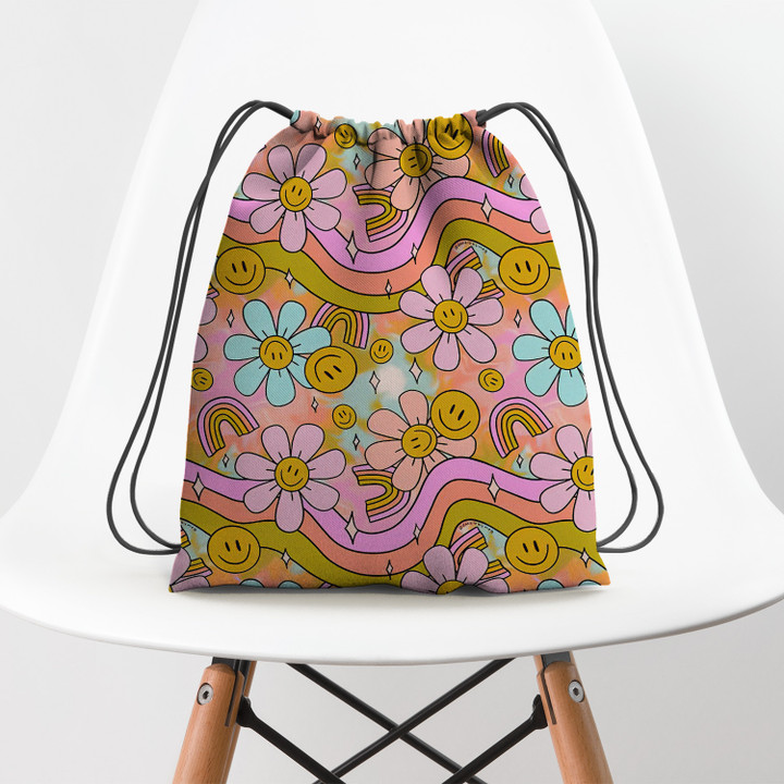 Tie Dye Flower Hippie Accessorie Drawstring Backpack