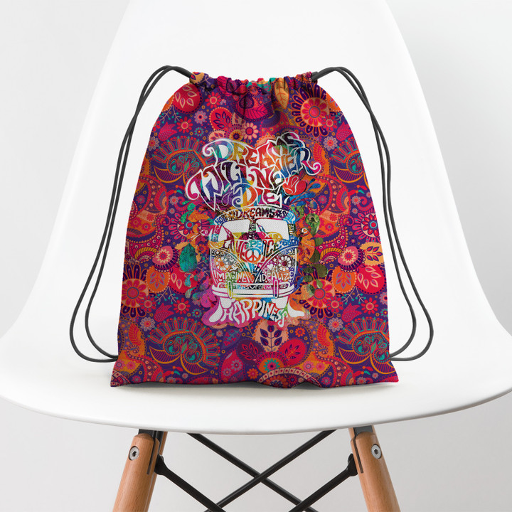 Hippie Dreams Car Flower Hippie Accessorie Drawstring Backpack