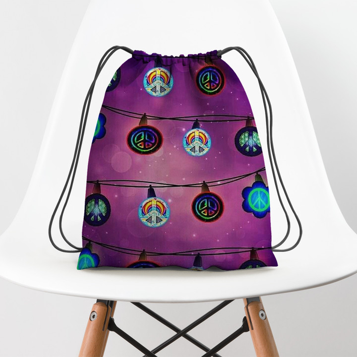 Hippie pattern Symbol Trippiy Hippie Accessorie Drawstring Backpack