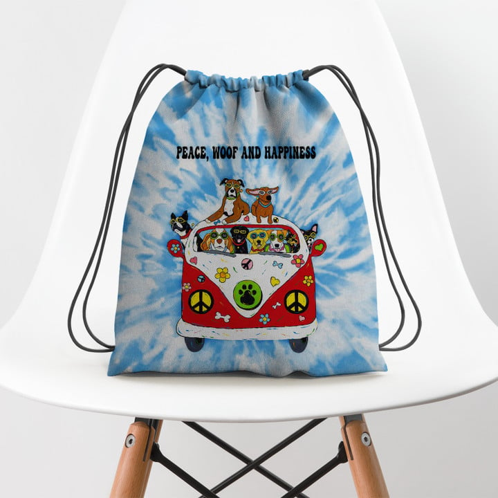 Peace Woof And Hippiness Hippie Accessorie Drawstring Backpack
