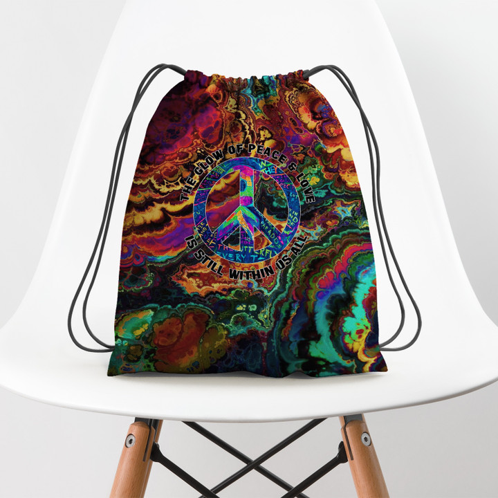 The Glow Hippie Peace Love Hippie Accessorie Drawstring Backpack
