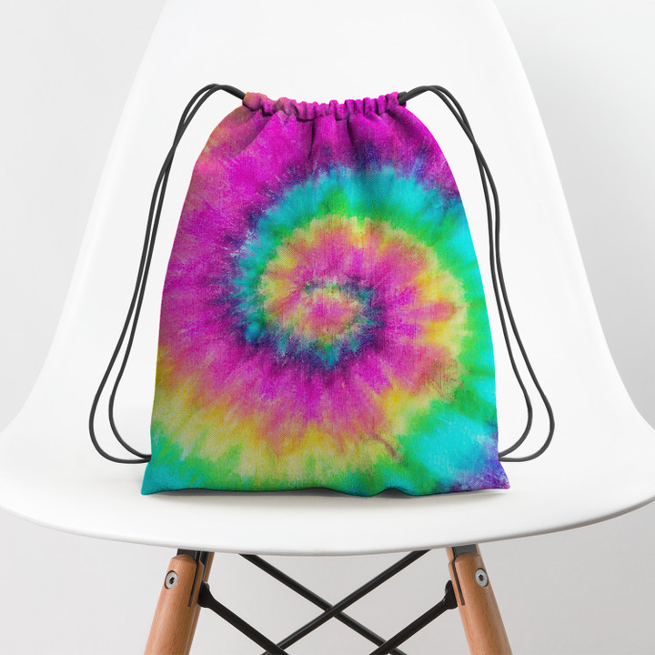 Colorful Tie Dye Spiral Hippie Accessorie Drawstring Backpack