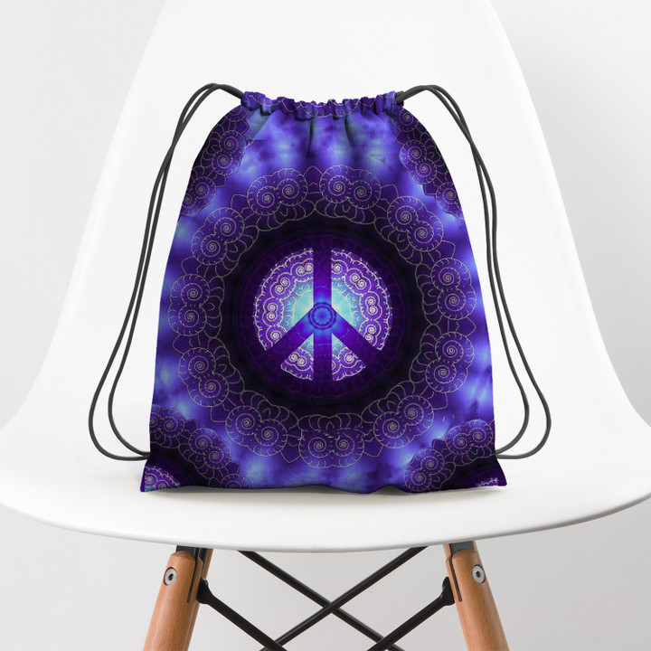 Hippie Mandala Purple Hippie Accessorie Drawstring Backpack
