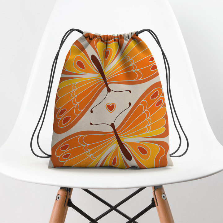 Retro butterfly 70s Hippie Accessorie Drawstring Backpack