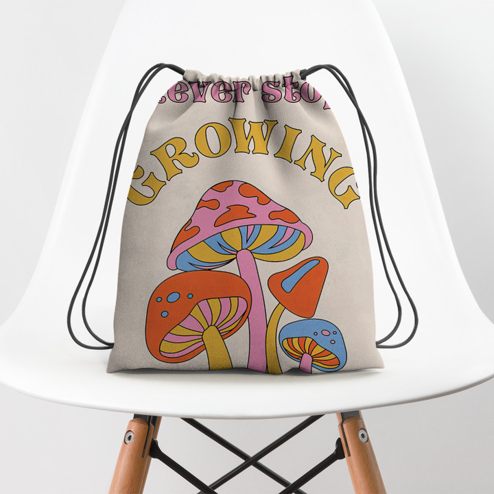 Never Stop Growing Hippie Accessorie Drawstring Backpack