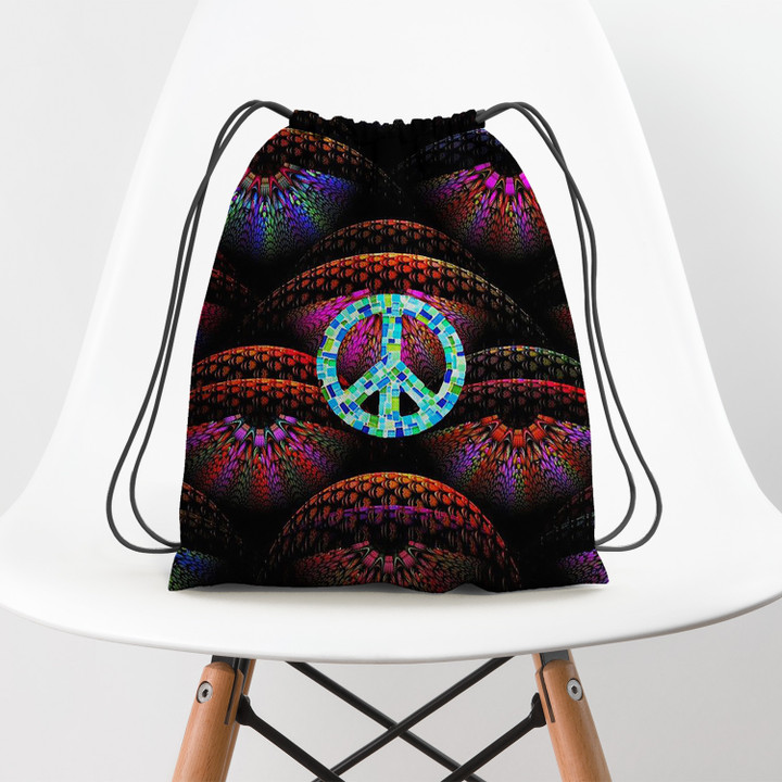 Hippie Eyes Color Pattern Hippie Accessorie Drawstring Backpack