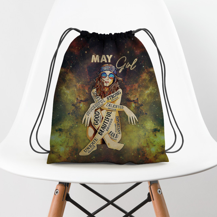 May Girl Hippe Beautiful Peace Love Hippie Accessorie Drawstring Backpack