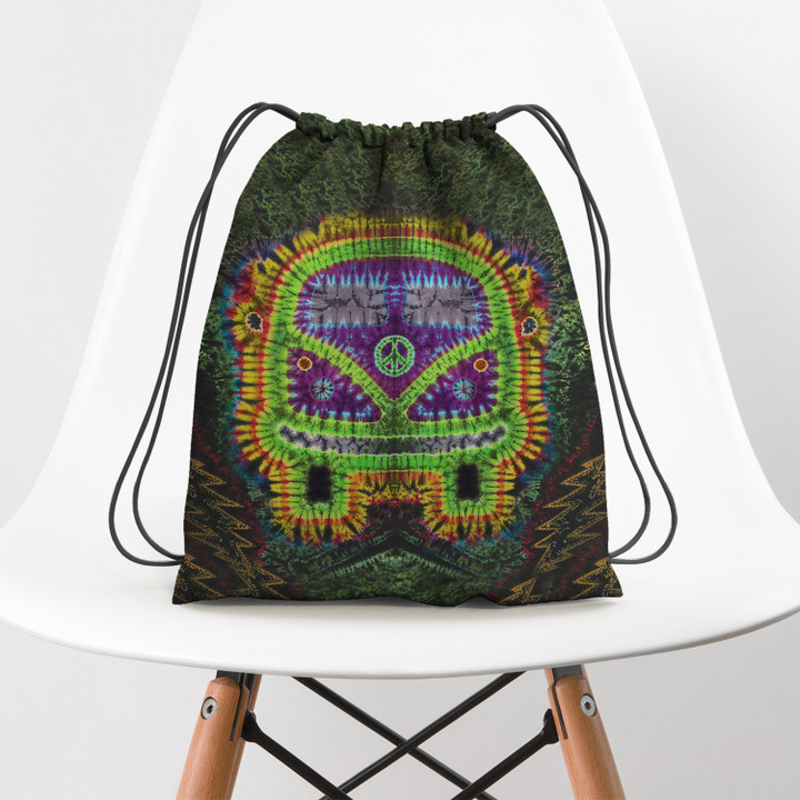 Hippie Car Pattern Ty Dye Hippie Accessorie Drawstring Backpack