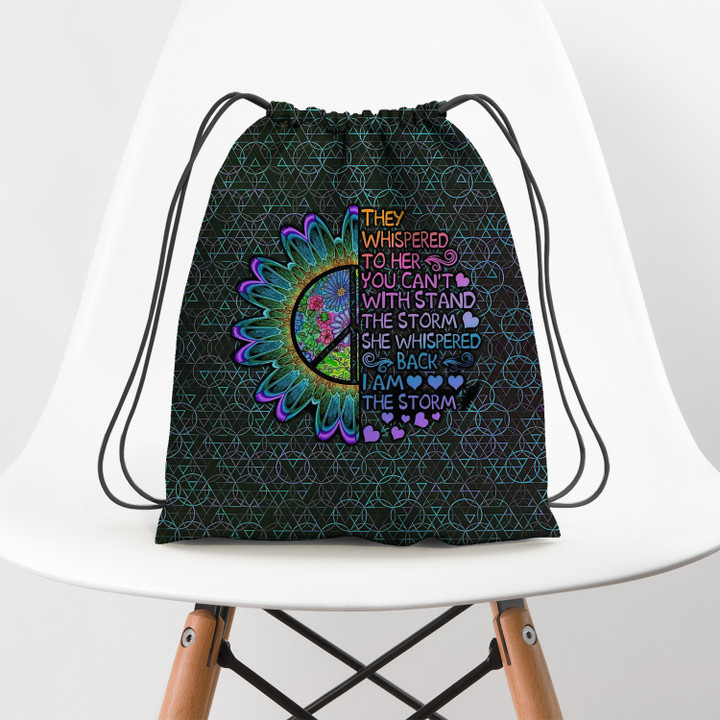 Hippie The Storm Flower Hippie Accessorie Drawstring Backpack