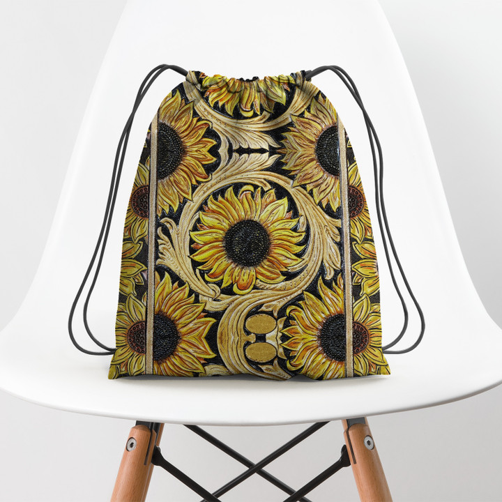 Sun Flower Pattern Hippie Accessorie Drawstring Backpack