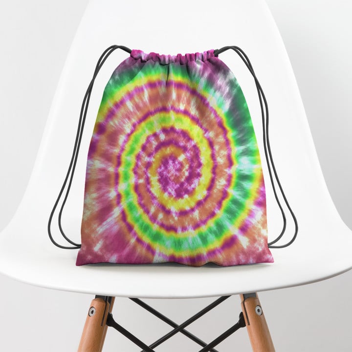 Festival Spiral Bright Colors Hippie Accessorie Drawstring Backpack