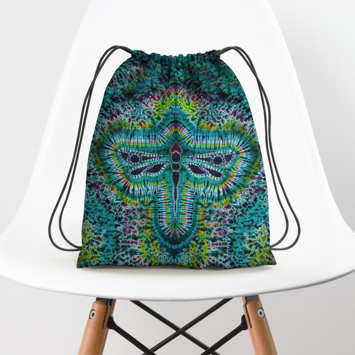Hippie Bufterfly Ty dye Green Pattern Hippie Accessorie Drawstring Backpack