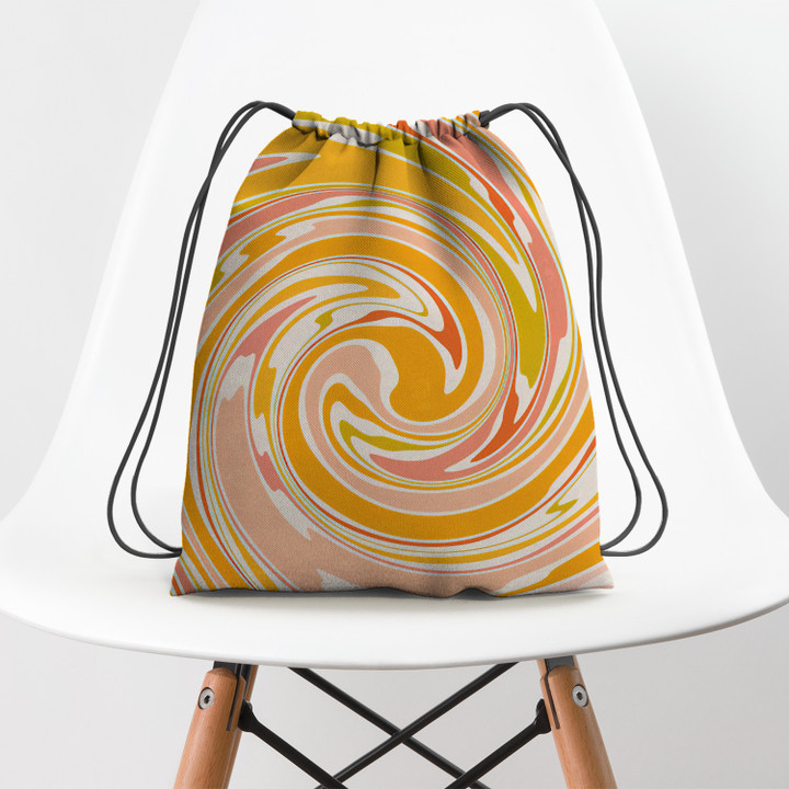 Retro Abstract Swirl 70s Romantic Hippie Accessorie Drawstring Backpack