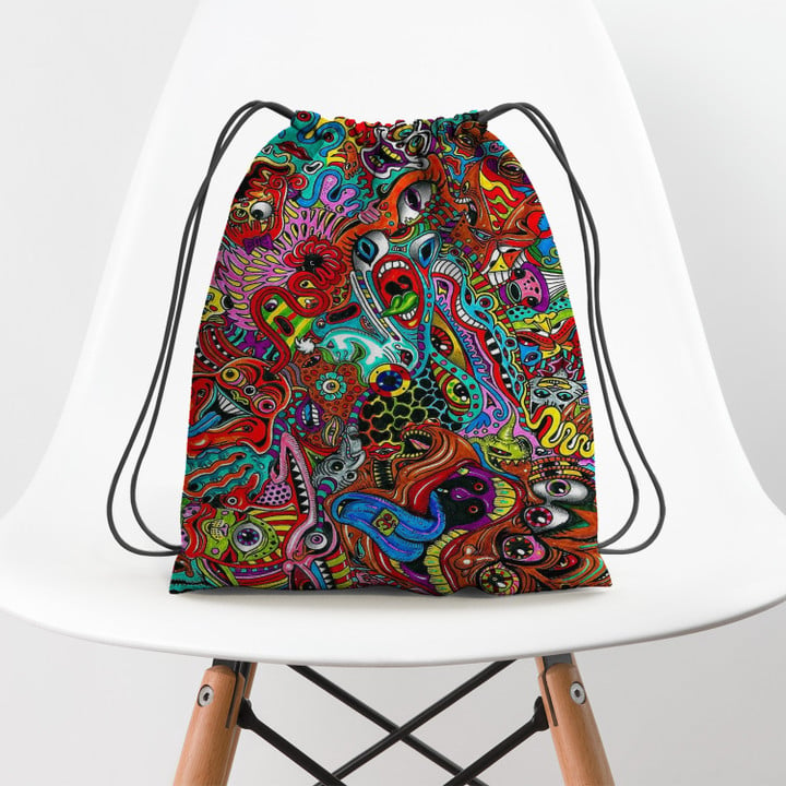 Trippy Hippie Pattern Hippie Accessorie Drawstring Backpack