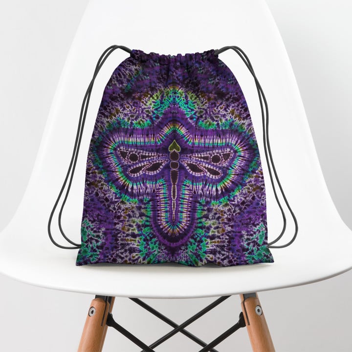 Love Hippie Bufterfly Pattern Purple Hippie Accessorie Drawstring Backpack