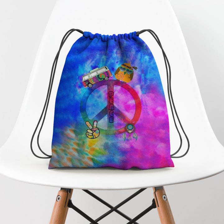 Hippie Car Ty Dye Hippie Accessorie Drawstring Backpack