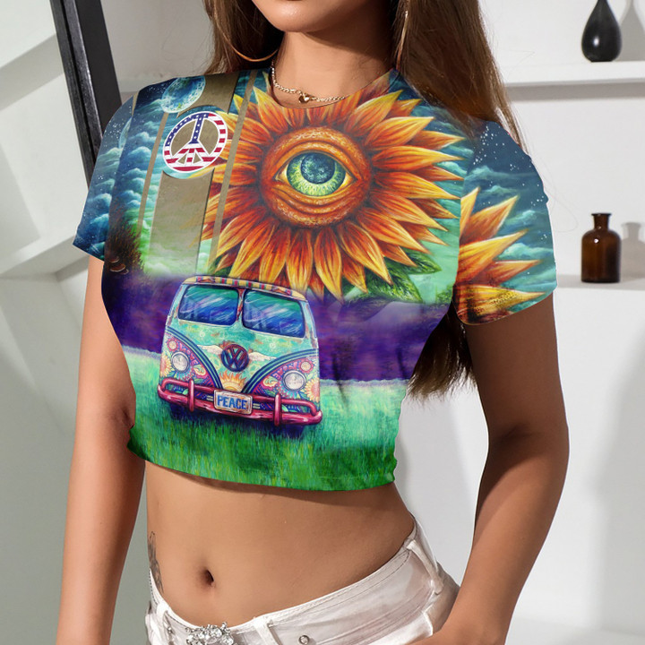Hippie Sun Flower Eye Crop Top