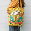 Hippie Girl Golden Retriever Car Flower Hippie Accessories Tote Bag