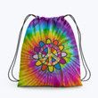 Hippie Ty Dye Flower Pattern Hippie Accessorie Drawstring Backpack