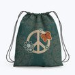 Hippie Flower Bufterfly Mandala Green Hippie Accessorie Drawstring Backpack