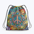 Imagin Hippie Flower Colorfun Hippie Accessorie Drawstring Backpack