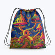 Hippie Mushroom City Hippie Accessorie Drawstring Backpack