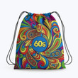 60s Trippy Pattern Flower Hippie Accessorie Drawstring Backpack