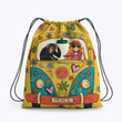 Hippie Girl Monkey Car Flower Hippie Accessorie Drawstring Backpack