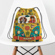 Hippie Girl Beagle Car Flower Hippie Accessorie Drawstring Backpack