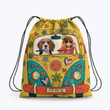 Hippie Girl Beagle Car Flower Hippie Accessorie Drawstring Backpack